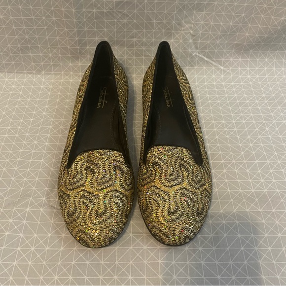Sebastian Metallic Sparkle Embroidered Flats 37 - Picture 2 of 7